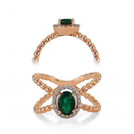 ΔΑΧΤΥΛΙΔΙ Κ18 ΜΕ ΔΙΑΜΑΝΤΙΑ ΚΑΙ  ΣΜΑΡΑΓΔΙ