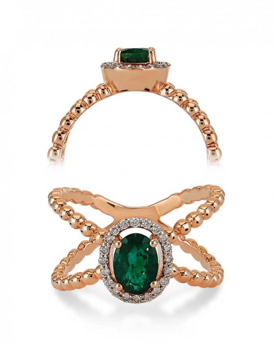 ΔΑΧΤΥΛΙΔΙ Κ18 ΜΕ ΔΙΑΜΑΝΤΙΑ ΚΑΙ  ΣΜΑΡΑΓΔΙ