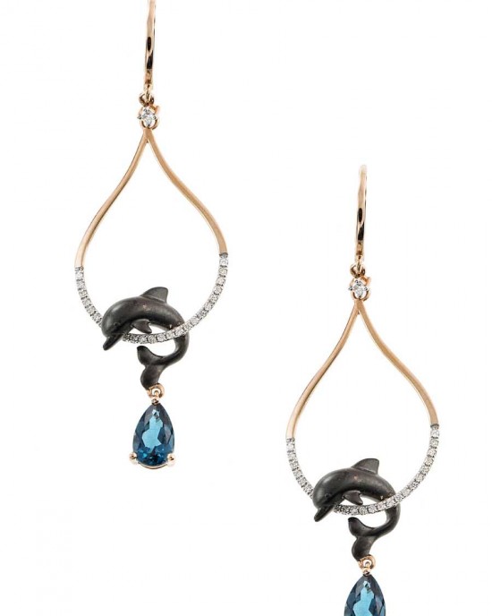 ΣΚΟΥΛΑΡΙΚΙΑ Κ18  ΜΕ ΔΙΑΜΑΝΤΙΑ ΚΑΙ  BLUE TOPAZ