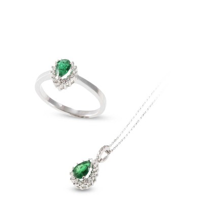 ΣΕΤ ΜΕΝΤΑΓΙΟΝ ΔΑΧΤΥΛΙΔΙ Κ18 ΜΕ ΔΙΑΜΑΝΤΙΑ ΚΑΙ ΣΜΑΡΑΓΔΙ